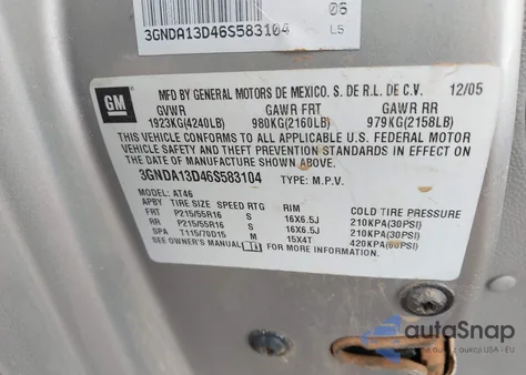 2006 Chevrolet Hhr Ls z USA, uszkodzony, nr VIN 3GNDA13D46S583104